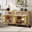 Rattan and Wood Storage Cabinet with Adjustable Shelves and Concealed Doors Perfect for Modern-1471869843