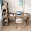 Bureau de direction en L en bois massif brun noisette-1809845839