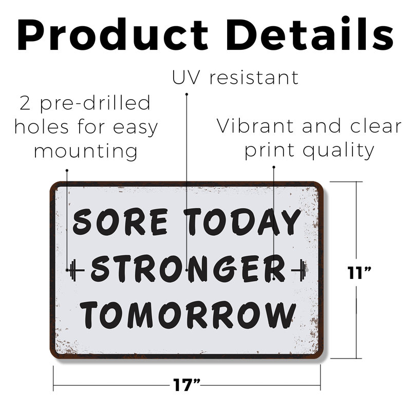Enseigne en plastique 11 "x 17" Sore Today, H 11 po x l 17 po x P 0,1 po