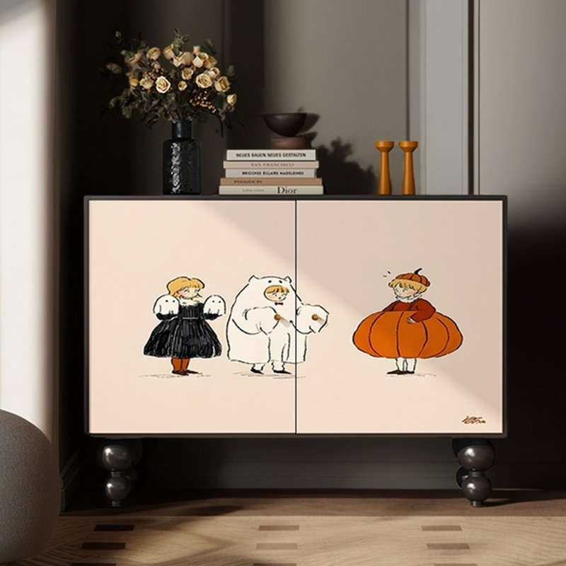 Creative multi-functional wooden accent cabinet, Black