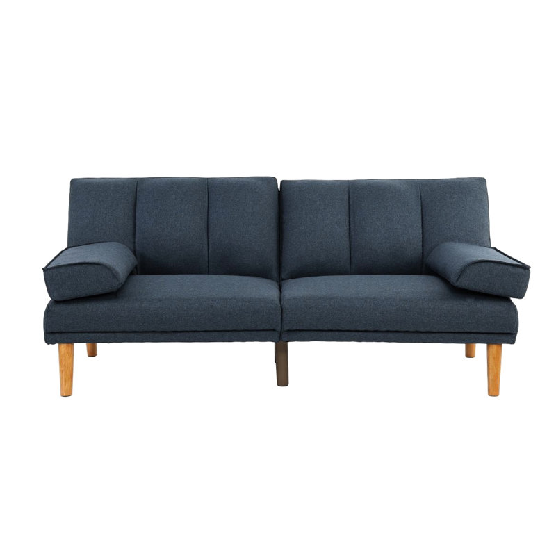 Polyfibre bleu marine dans le salon: pieds en bois massif, contreplaqué, dossier rembourré Mobilier pour la maison: coussin, confortable