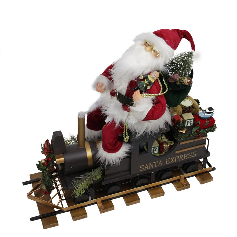 Figurine de Noël 22 "Santa Express Train sur une base de chemin de fer