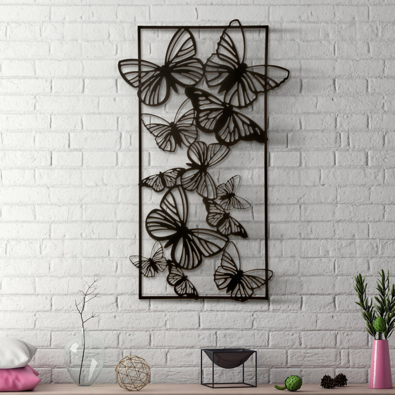 Plaque murale papillon en métal 15 x 25 po, impression sur métal
