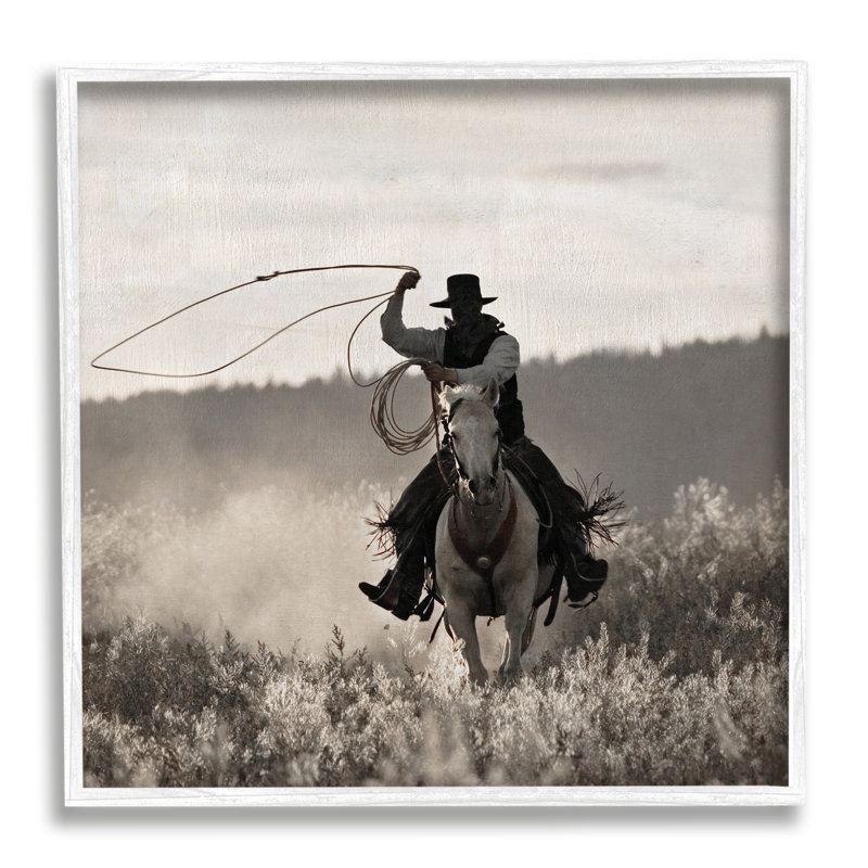 Cowboy Lasso Western, photographie de giclée blanche encadrée par Danita Delimont, H 24 po x l 24 po x P 1,5 po