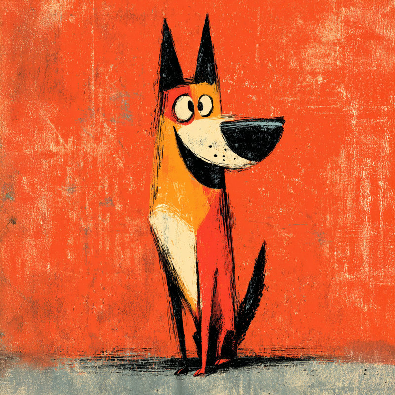 Orange Studio Pup Wrapped Canvas Wall Art