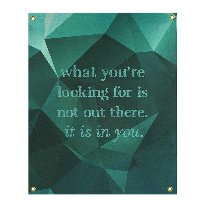 Tapisserie quote-pierre en faux-faux-citation en polyester, Vert émeraude, H 80 po x l 59 po