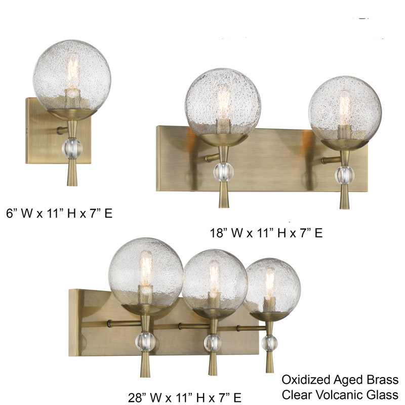 Mercer41 Marvaa Oxidized Aged Brass With Clear Vanity Light, 2