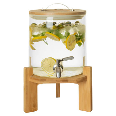 Glass Drink Dispenser with Stand, 1/2 Gallon Capacity, Stainless Spigot for Parties and Events -  Prep & Savour, 0A4C7C79840E4AE4835C937FD168F996