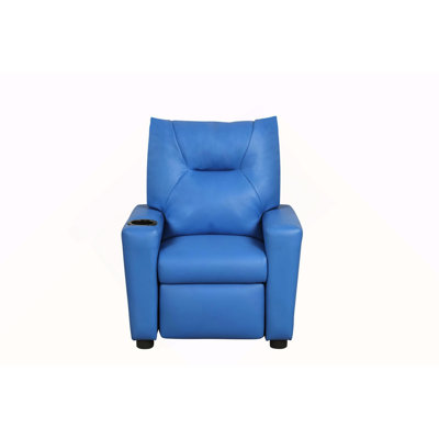 Evelyne 23"W Blue PU Leather Kids Recliner Chair with Cupholder