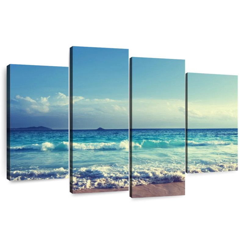 Vagues de la plage des Seychelles, H 22 po x l 36 po