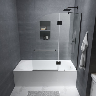 Julien 48" W x 58" H Hinged Frameless Tub Door with Heat Soaking Process and Protective Coating Treatment