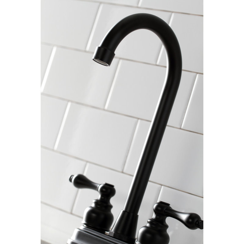 Kingston Brass Victorian Two-Handle 2-Hole Deck Mount Bar Faucet, Matte Black