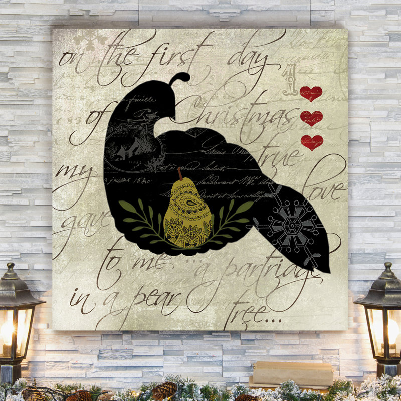 12 jours perdrix - reproduction sur toile tendue, H 10 po x l 10 po x P 1,5 po