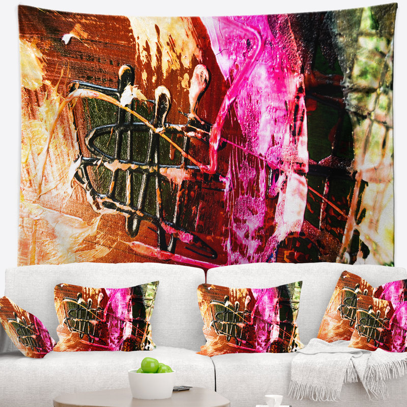 Structure tapisserie d'art abstrait, H 50 po x l 60 po