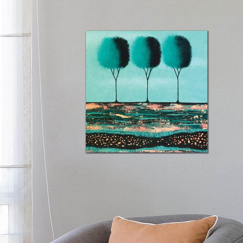 Teal Trees by Lisa Frances Judd - Wrapped Canvas Gallery-Wrapped Canvas Giclée, 66.04 cm H x 66.04 cm W x 3.175 cm D