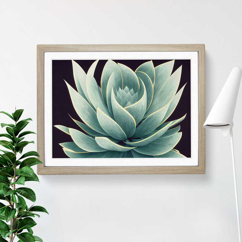 XH1022-7512X Riveting Succulent Plant 1 Piece Single Picture Frame Painting, 25cm H x 34cm W x 2cm D, Oak