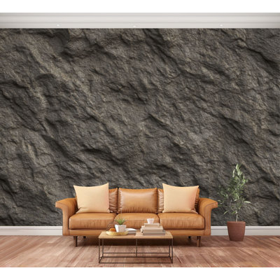 Wall Mural Peel and Stick Dark Stone Surface charcoal rock rugged plaster cement Large Wallpaper Self-Adhesive Removable Contact Paper Wall Decor for Living Room Bedroom Nursery 100"H x 144"W