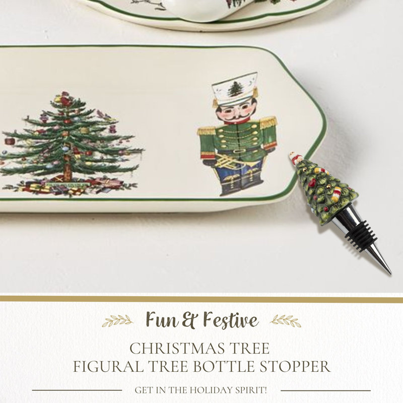 Spode Christmas Tree Figural Tree Bottle Stopper