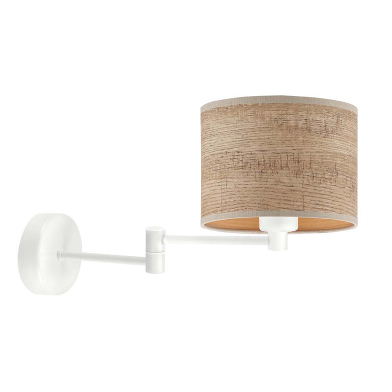 Bisleidy Swing Arm Sconce, White, Oak