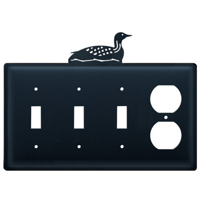 Loon 4-Gang Duplex Outlet / Toggle Light Switch Combination Wall Plate