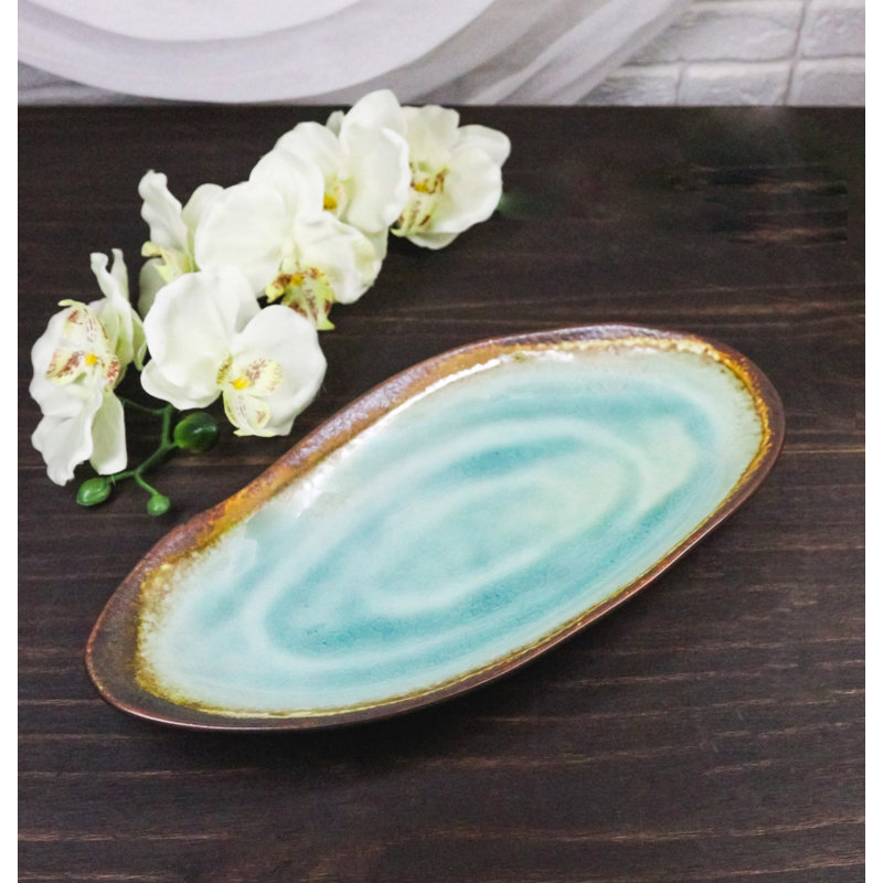 Ensemble de 3 plateaux de service en porcelaine de forme oblongue de 12 po L Midori