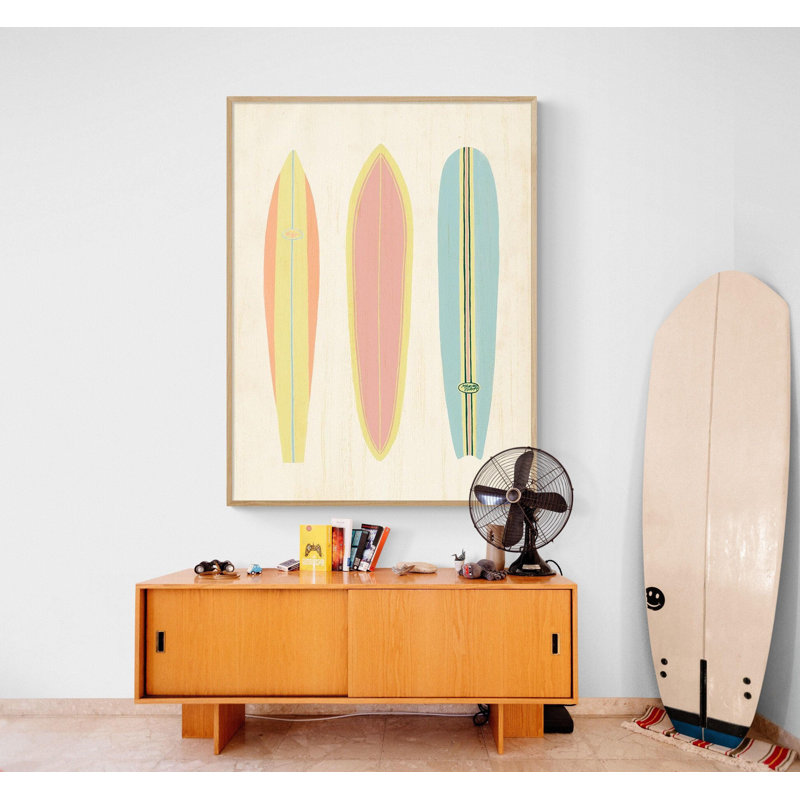 Art mural de planche de surf Kyle Pastel Tone, impression de cadeau de surfeur encadré, affiche de planche de surf tropicale, art mural de chambre de fille surfeur