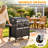 Large Charcoal Grill with Adjustable Charcoal Trays, Cast Iron Grates, Built-In Chimney & Foldable Side Tables