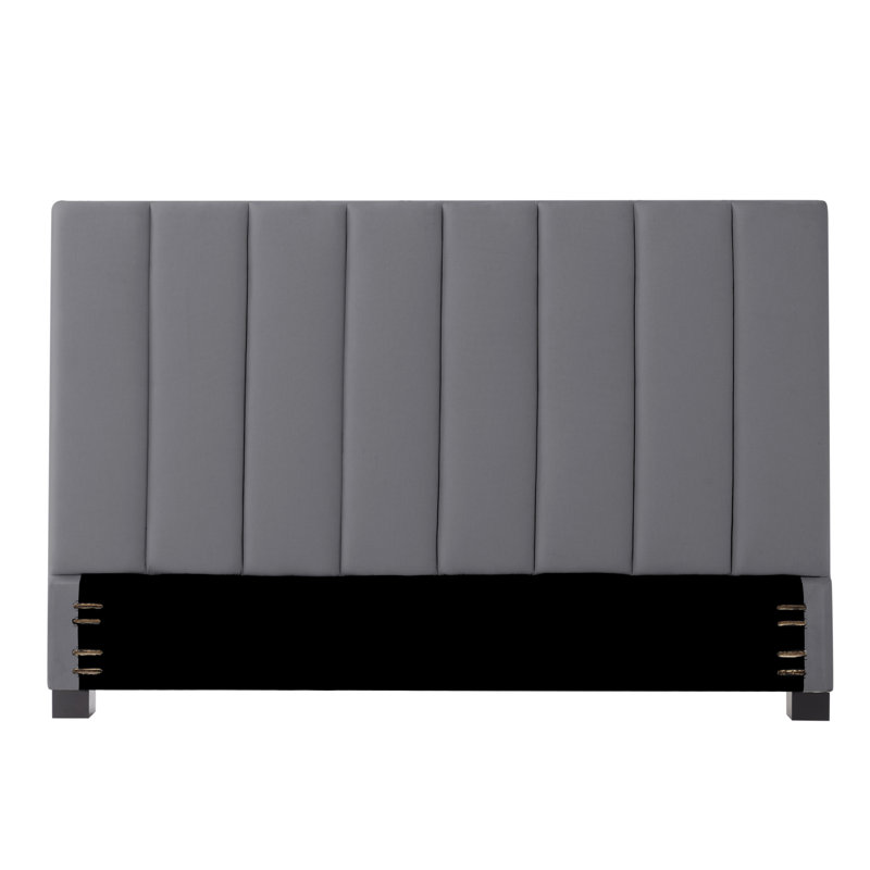 Linen Upholstered King Size Headboard  , Dark Gray