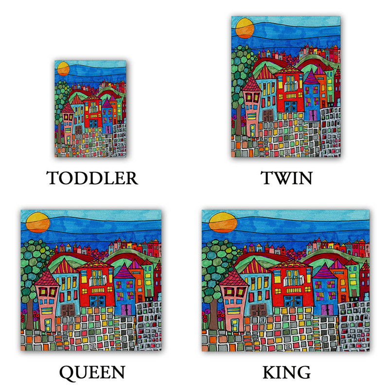Ensemble de housse de couette mexico town, 1 housse de couette grand + 2 taies standards