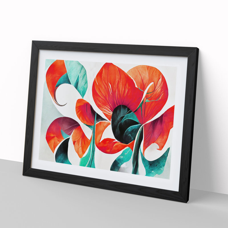 Flower Abstract Vol.2 - Single Picture Frame Print, Black, 25cm H x 34cm W x 2cm D