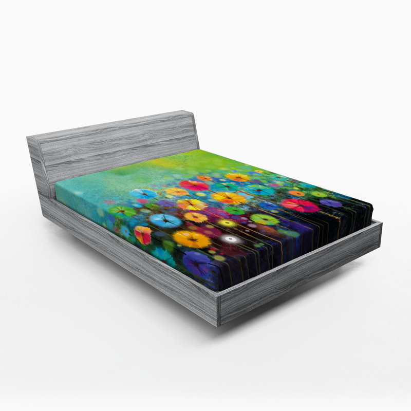 Microfiber Floral Fitted Sheet, Full Fitted Sheet
