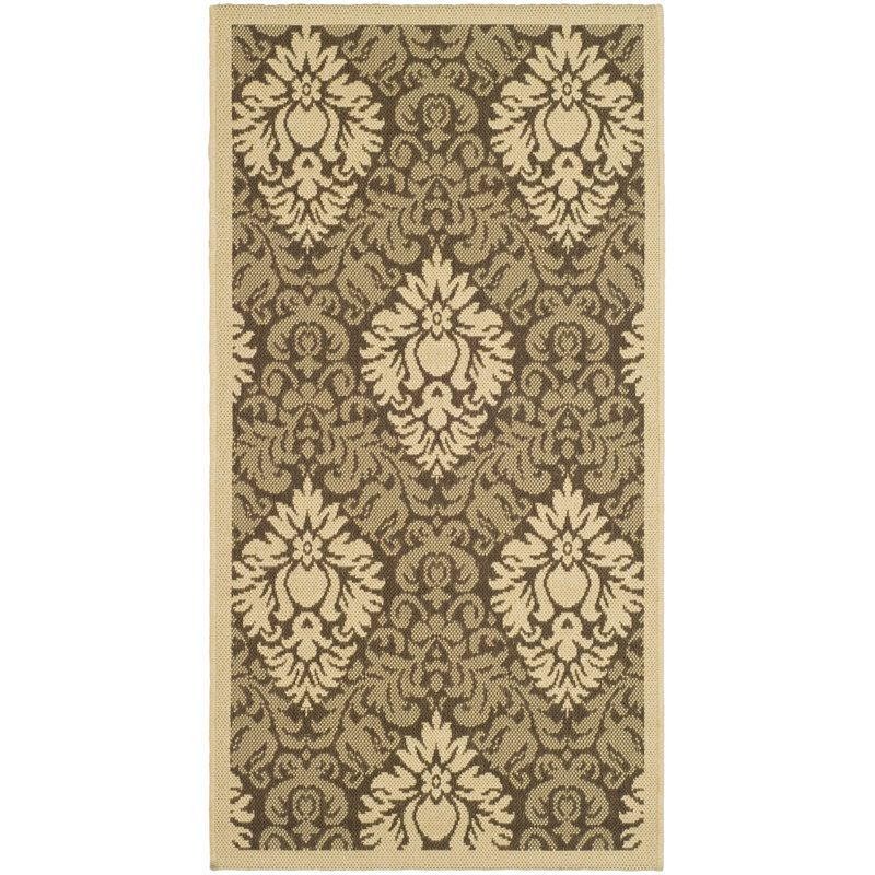Arneshia Damask Brown/Natural Indoor/Outdoor Area Rug, Runner 2'3" x 6'7"