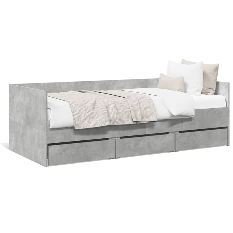 Vidaxl Daybed With Drawers Concrete Grey, Single (3')