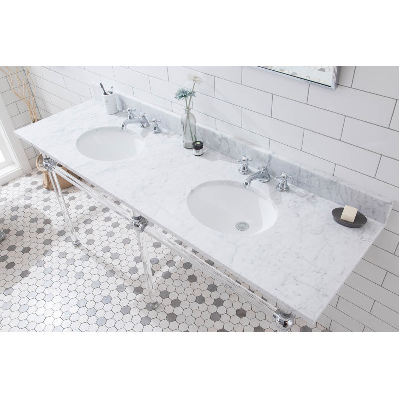 Empire Stone Oval Console Bathroom Sink with Faucet and Overflow, Chrome