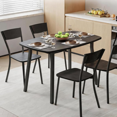 5-Piece Dining Table Set for 4, Square MDF Kitchen Table with 4 Chairs