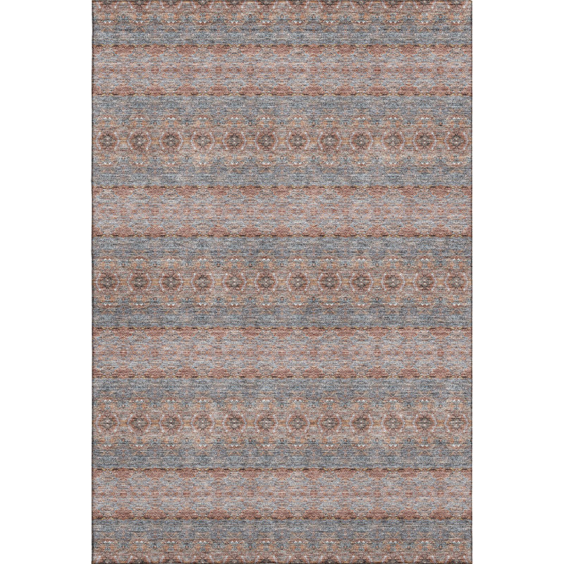 Paprika Boho Striped Washable Rectangular Rug 2'6" x 3'10"