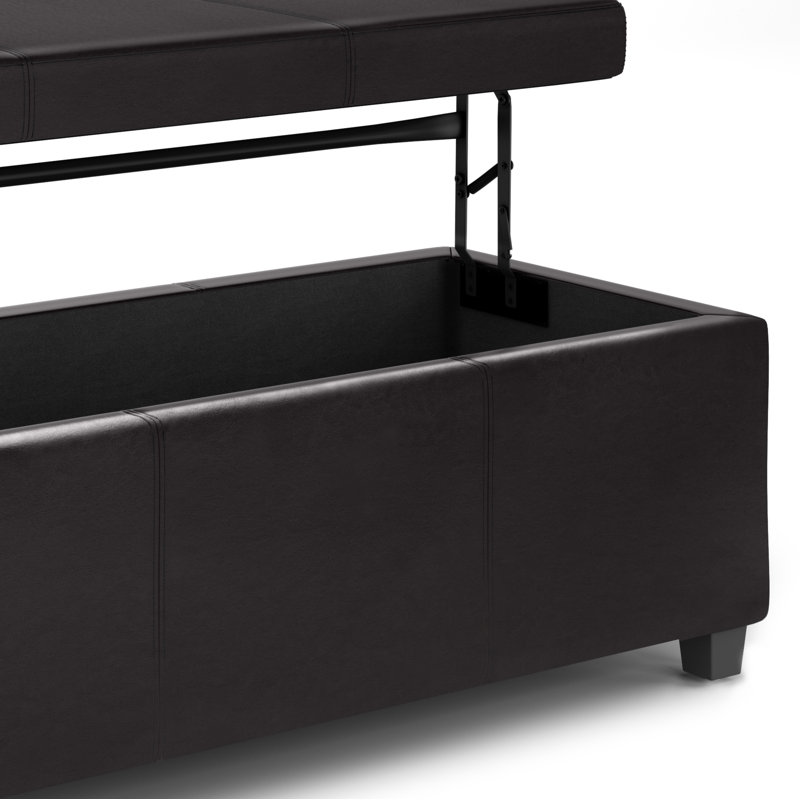 Tanners Brown Faux Leather Lift Top Storage Ottoman