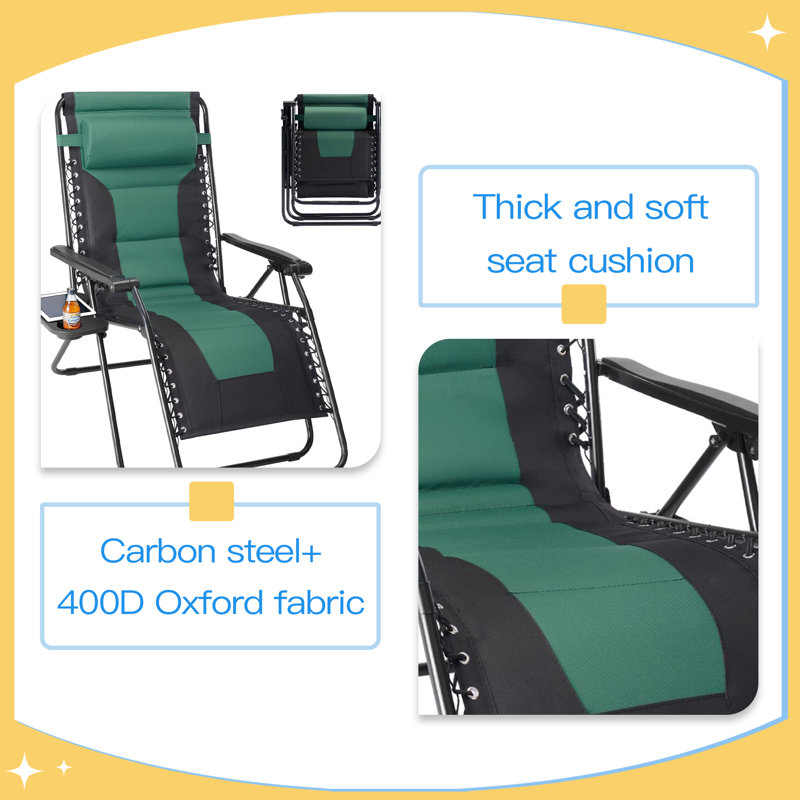 Sleeve-encased zero-gravity chair, heavy-duty outdoor recliner, foldable anti-gravity outdoor leisure chair, Green