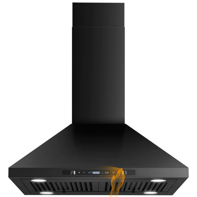30 Inch Convertible Island Range Hood 800Cfm,Ceiling Mount Kitchen Vent Hood in Black with Stainless Steel Baffle Filters,Gesture/Touch Control, 3-Speed Fan& 4 Led Lights