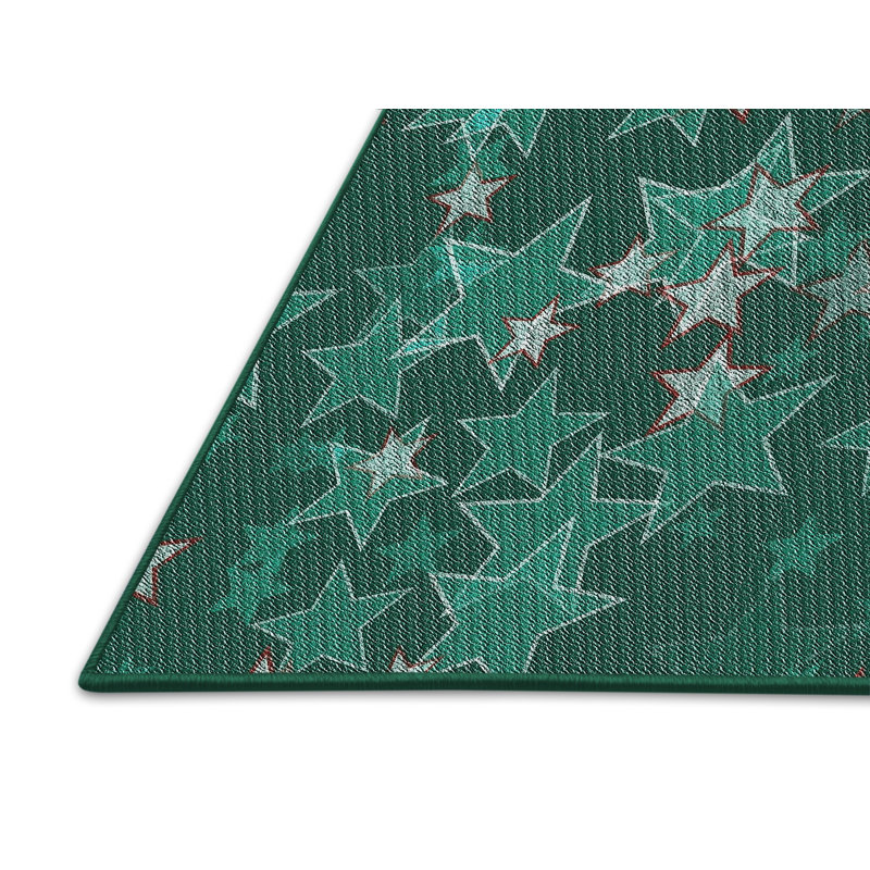 Vert géométrique/Tapis décoratif blanc Richeson, Rectangle 5 pi x 7 pi