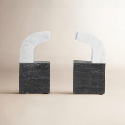 2-Tone Genuine Marble Decorative Bookends