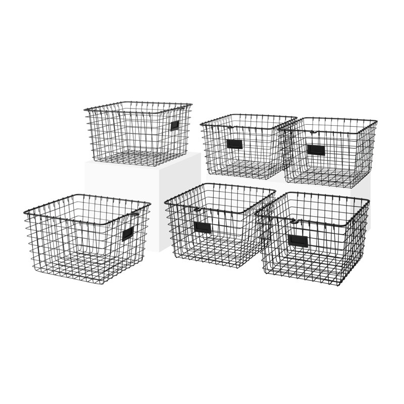Panier en métal / métal Albie, H 8 po x l 12 po x P 11 po, Noir, noir, noir, noir, 6