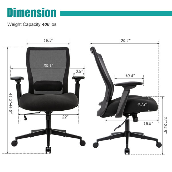 Inbox Zero Hristos Home Office Chair, 400LBS Big and Tall Heavy