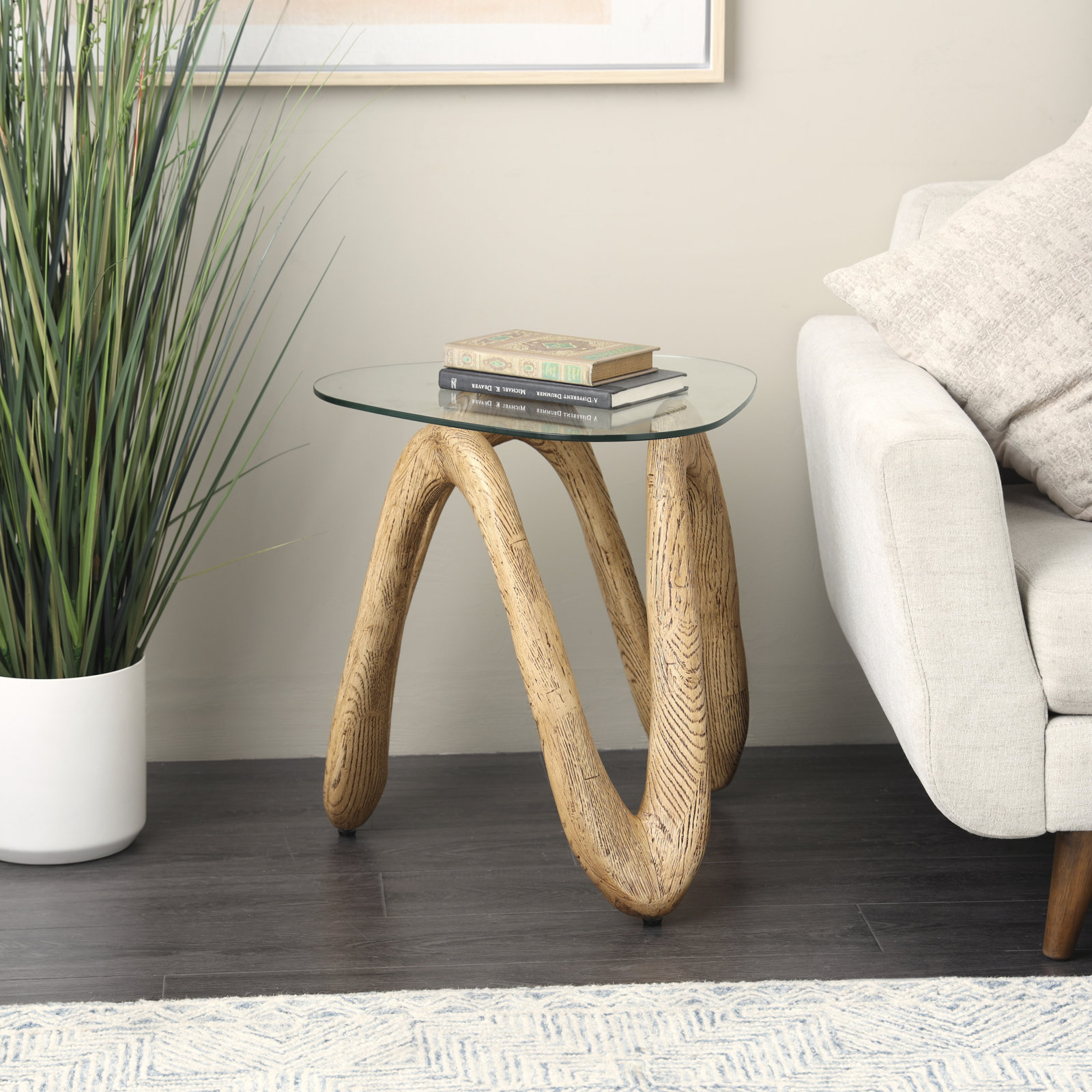 Minsk 42" Glass Coffee Table, 22.15" H x 21.3" W x 22.2" D