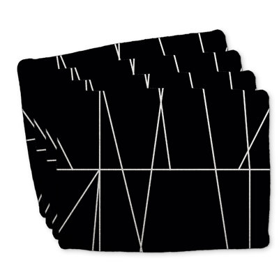 Braided Polyester Placemats Set of 4 - White Stripes on Black