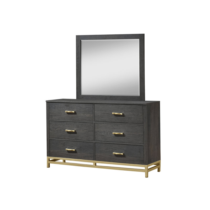 Commode de rangement contemporaine 1 tiroir 6 tiroirs avec poignée en métal et finition dorée