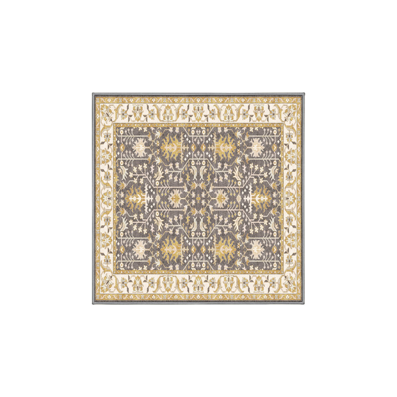 Firminio Hand Loomed Washable Oriental Indoor Rug, Square 4'