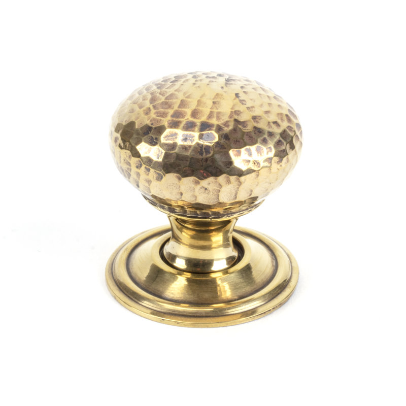 Hammered Mushroom 32mm Diameter Knob, Aged Brass