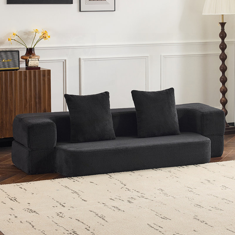 Canapé-lit convertible Lounger, Similifourrure noire
