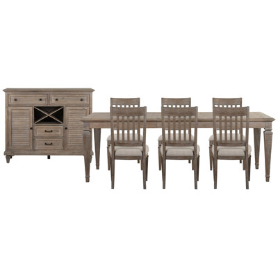 Extendable Rectangular Dining Table With 6 Side Chairs And Server